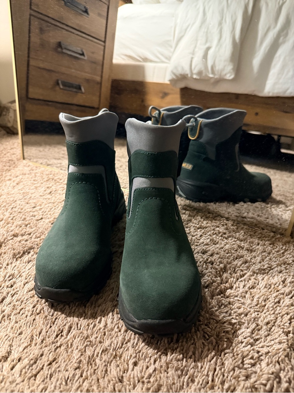 L.L. Bean Women’s Dark Green and Gray Waterproof Boots